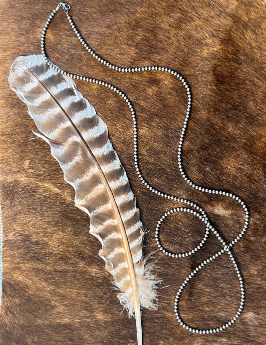 48" 4MM Silver Pearl Necklace