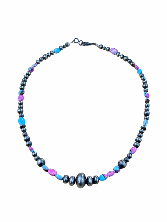 Cotton Candy and Sterling Pearl Necklace