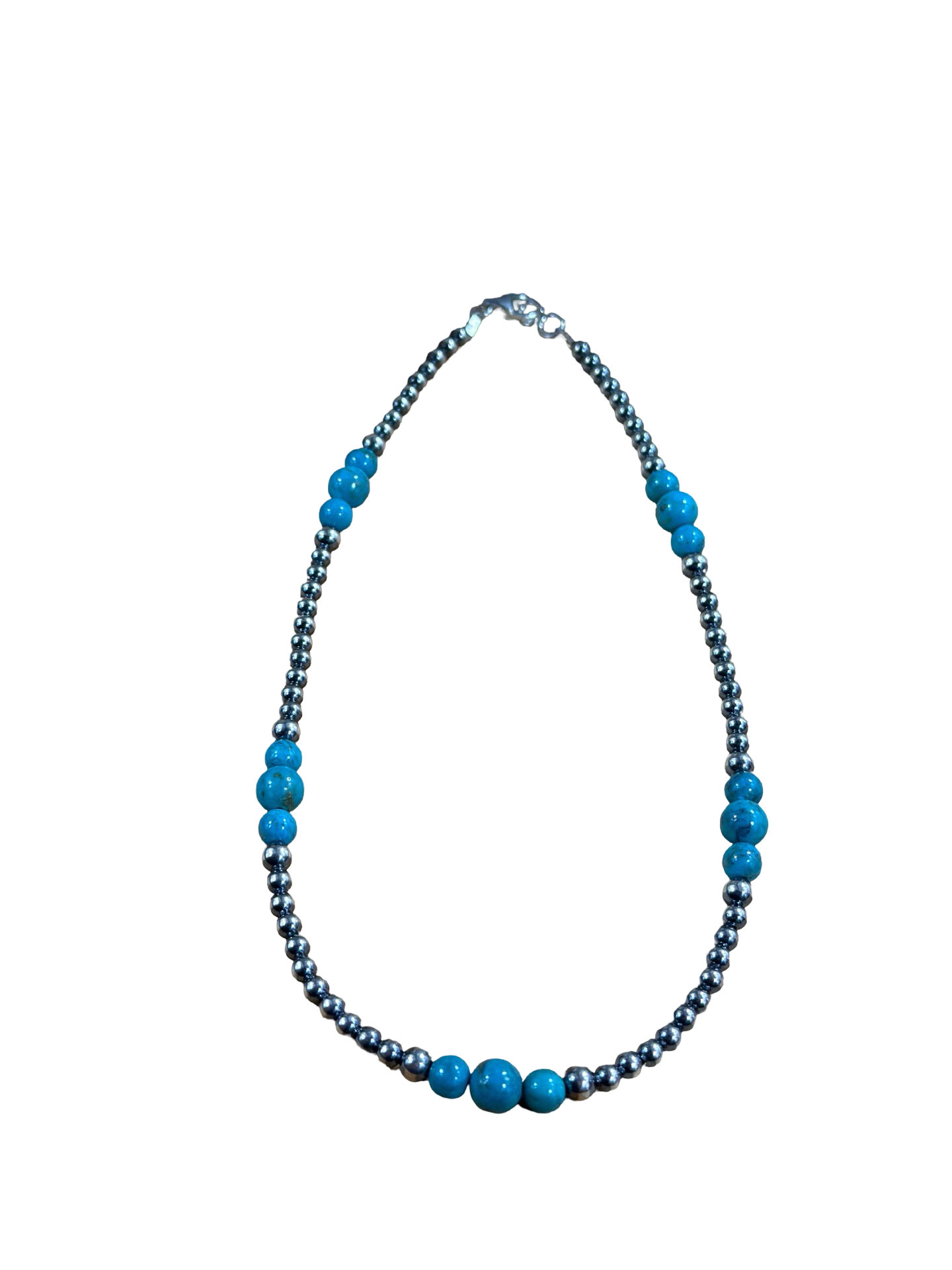 4-8mm Sterling Silver and Turquoise Necklace