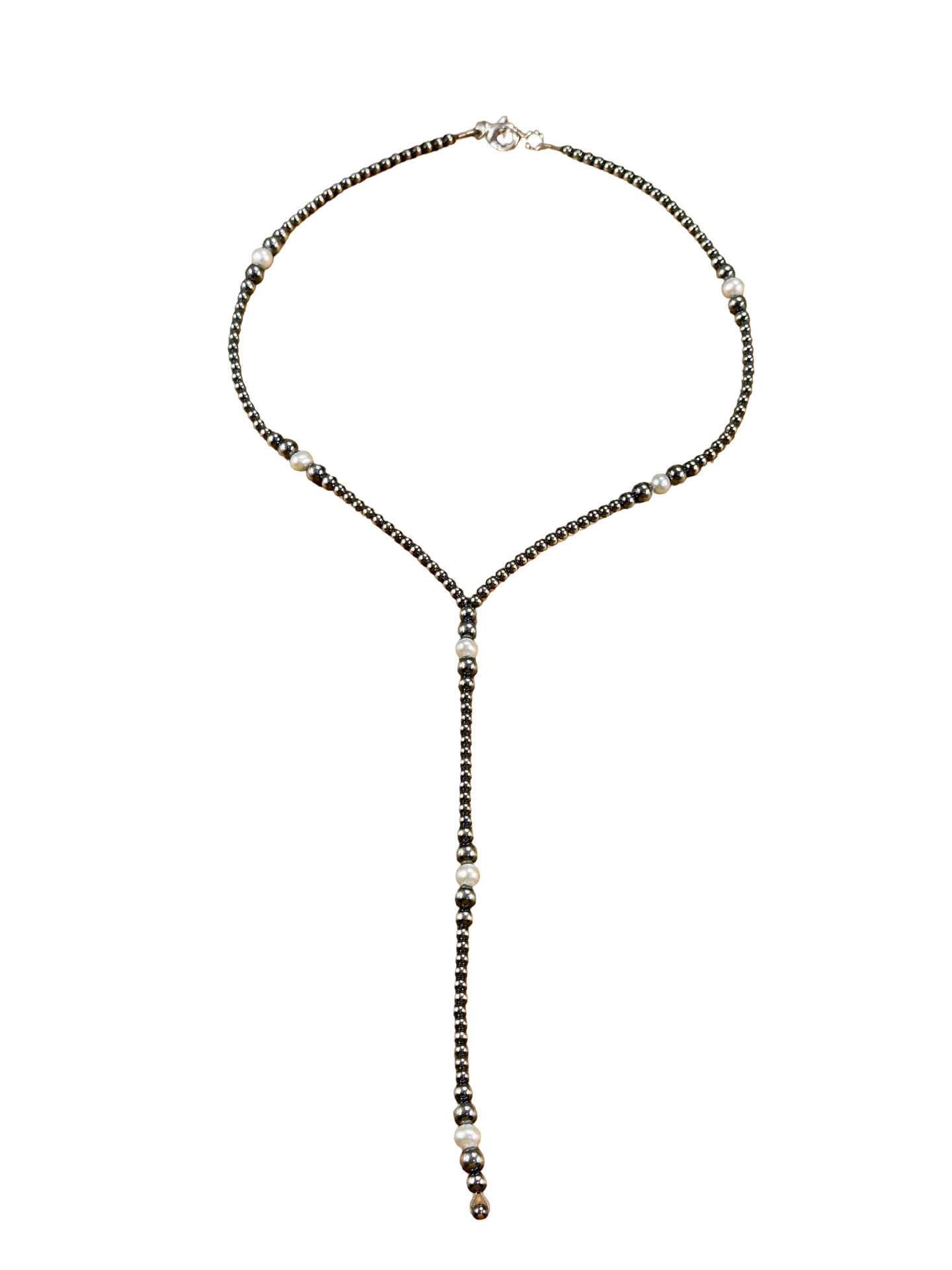Fresh Water Pearl & Sterling Silver Pearl Y - Necklace