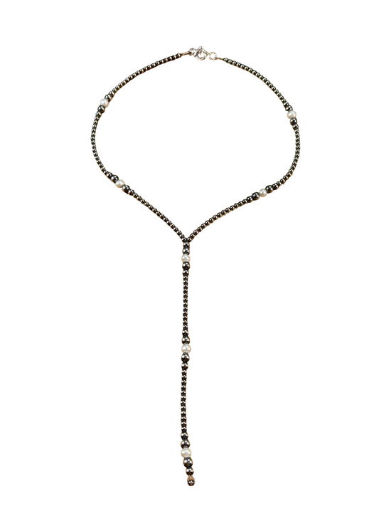 Fresh Water Pearl & Sterling Silver Pearl Y - Necklace