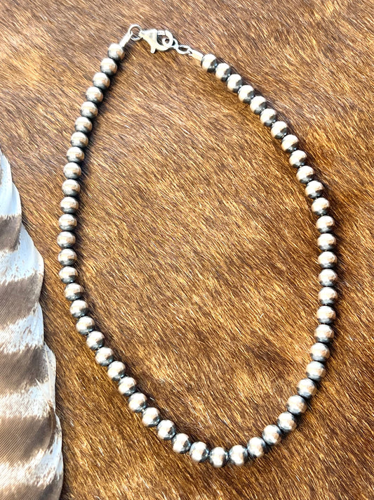 14" 6MM Silver Pearl Necklace