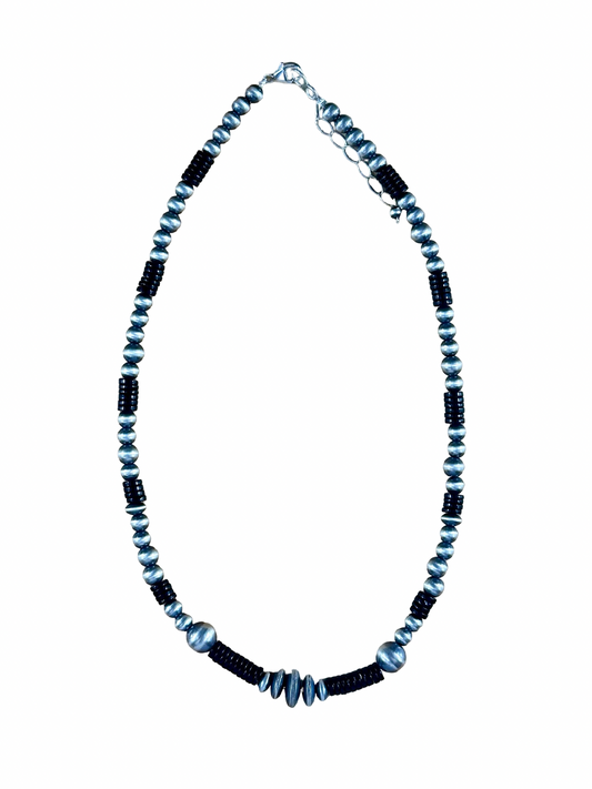 Back Onyx & Sterling Pearl Necklace