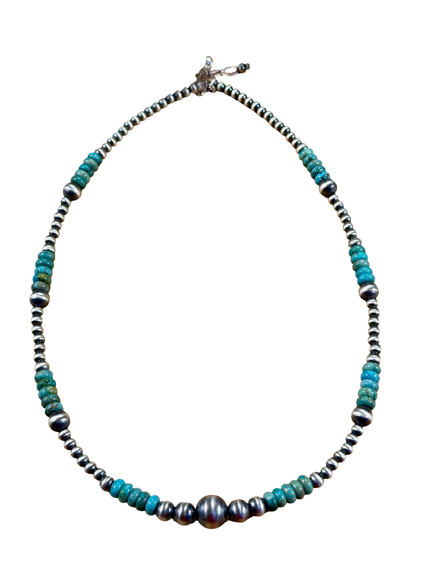 Kingman Turquoise and Silver Pearl Necklace