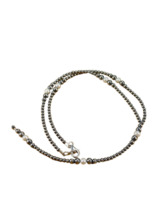 Fresh Water Pearl & Sterling Silver Pearl Y - Necklace