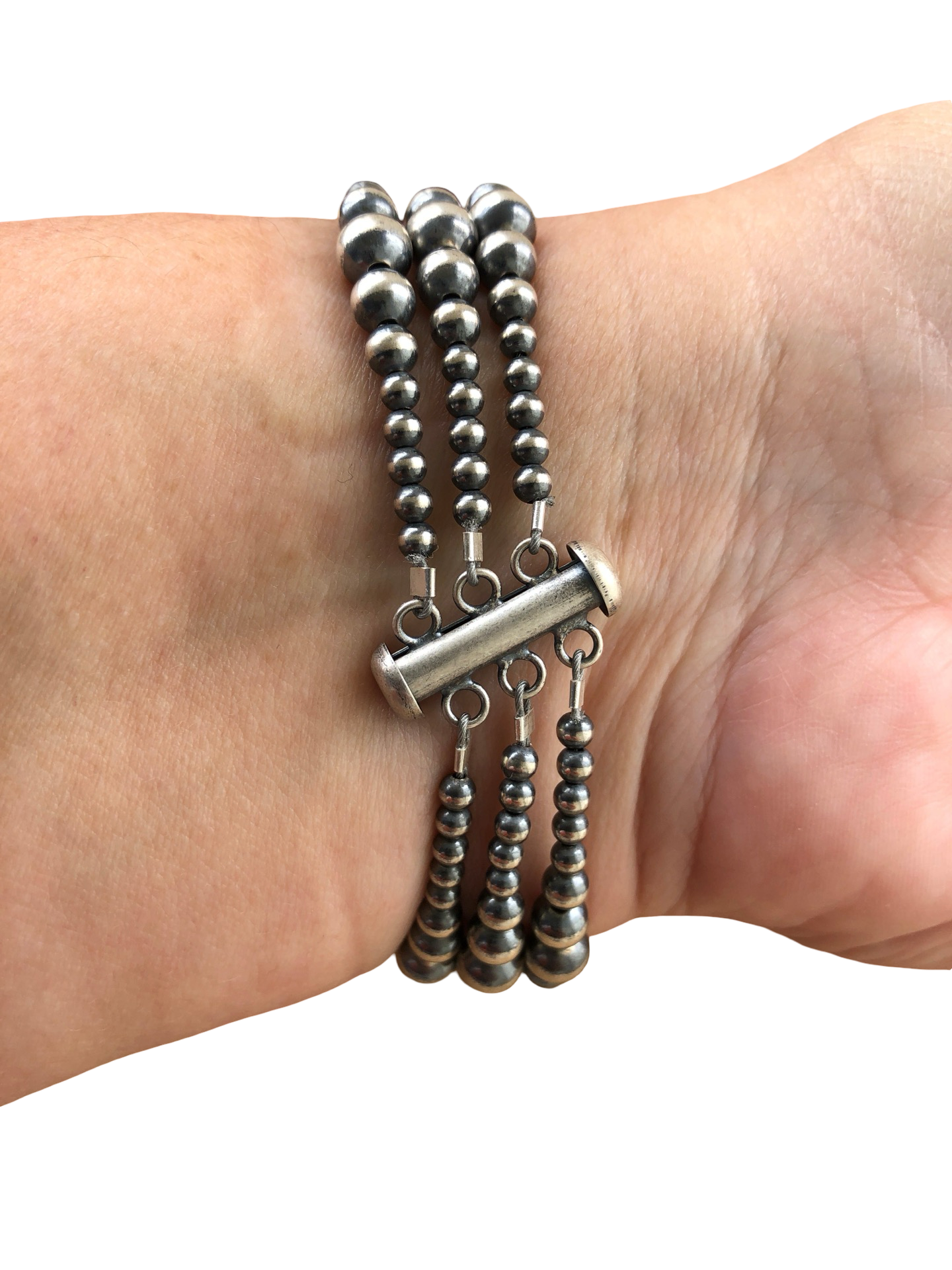 3 Strand Varied Sterling Pearl Bracelet