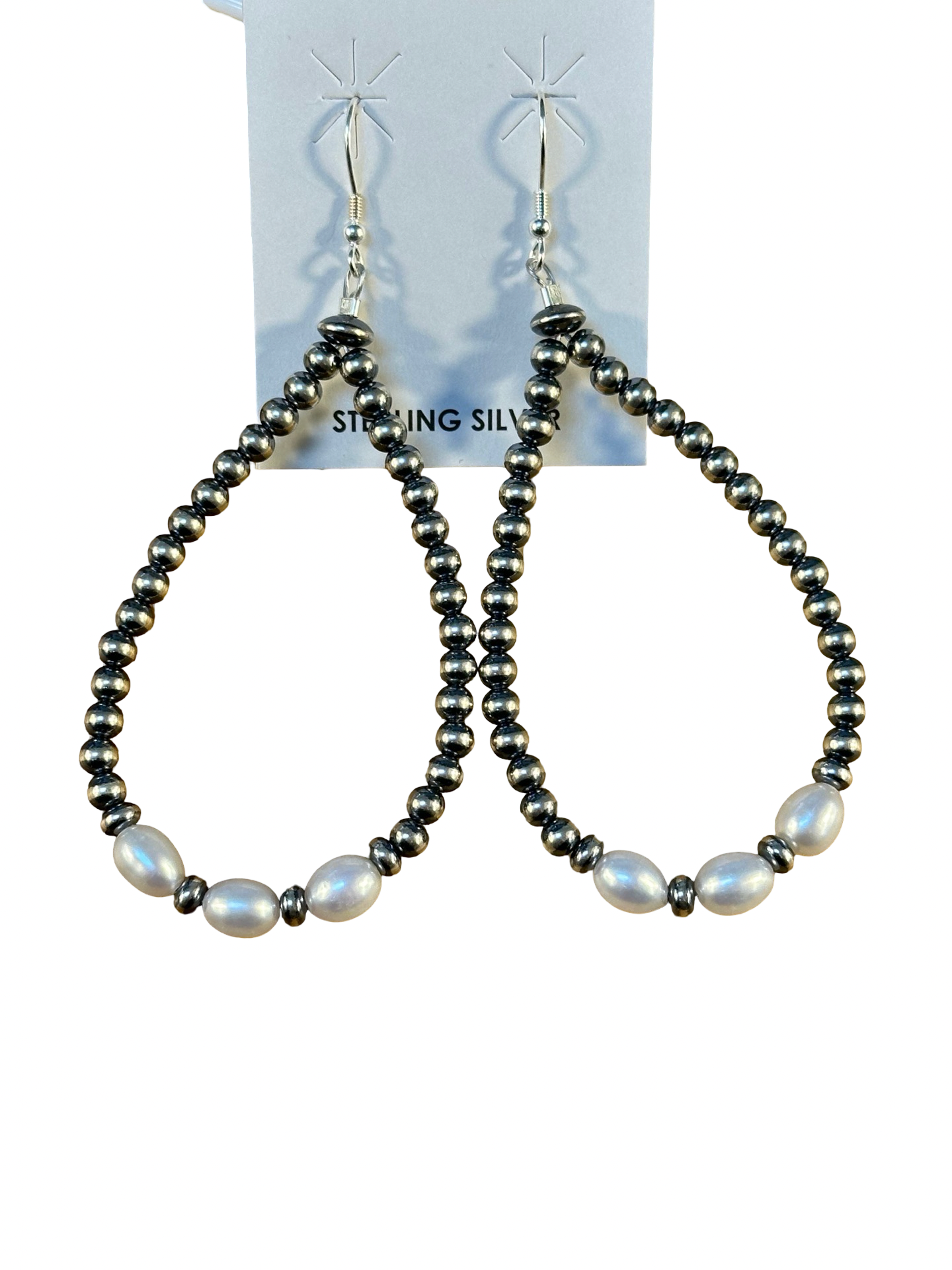 Freshwater & Sterling Pearl Teardrop 3-Pearl Earrings