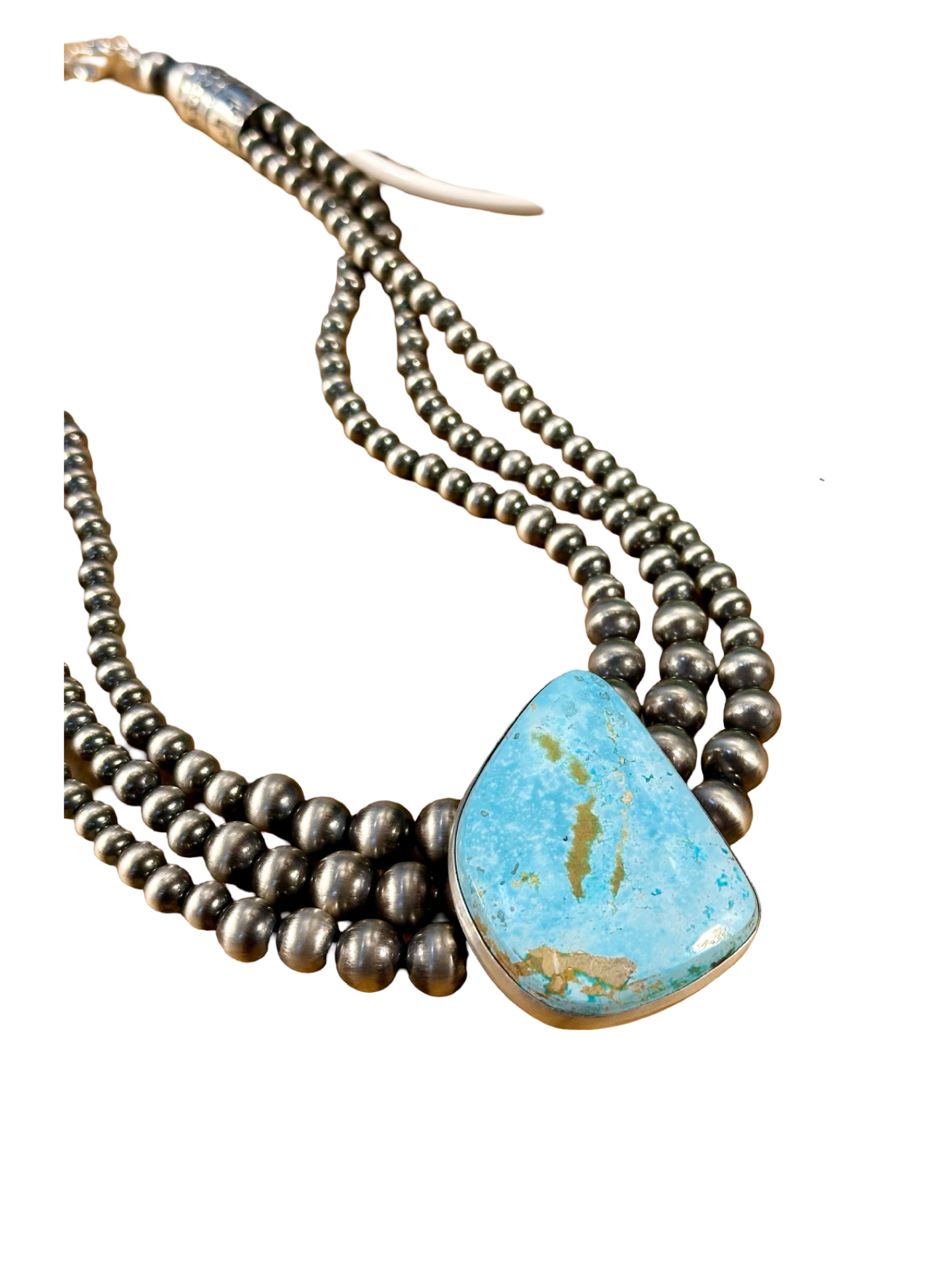 Royston Turquoise 3 Strand Sterling Pearl Necklace