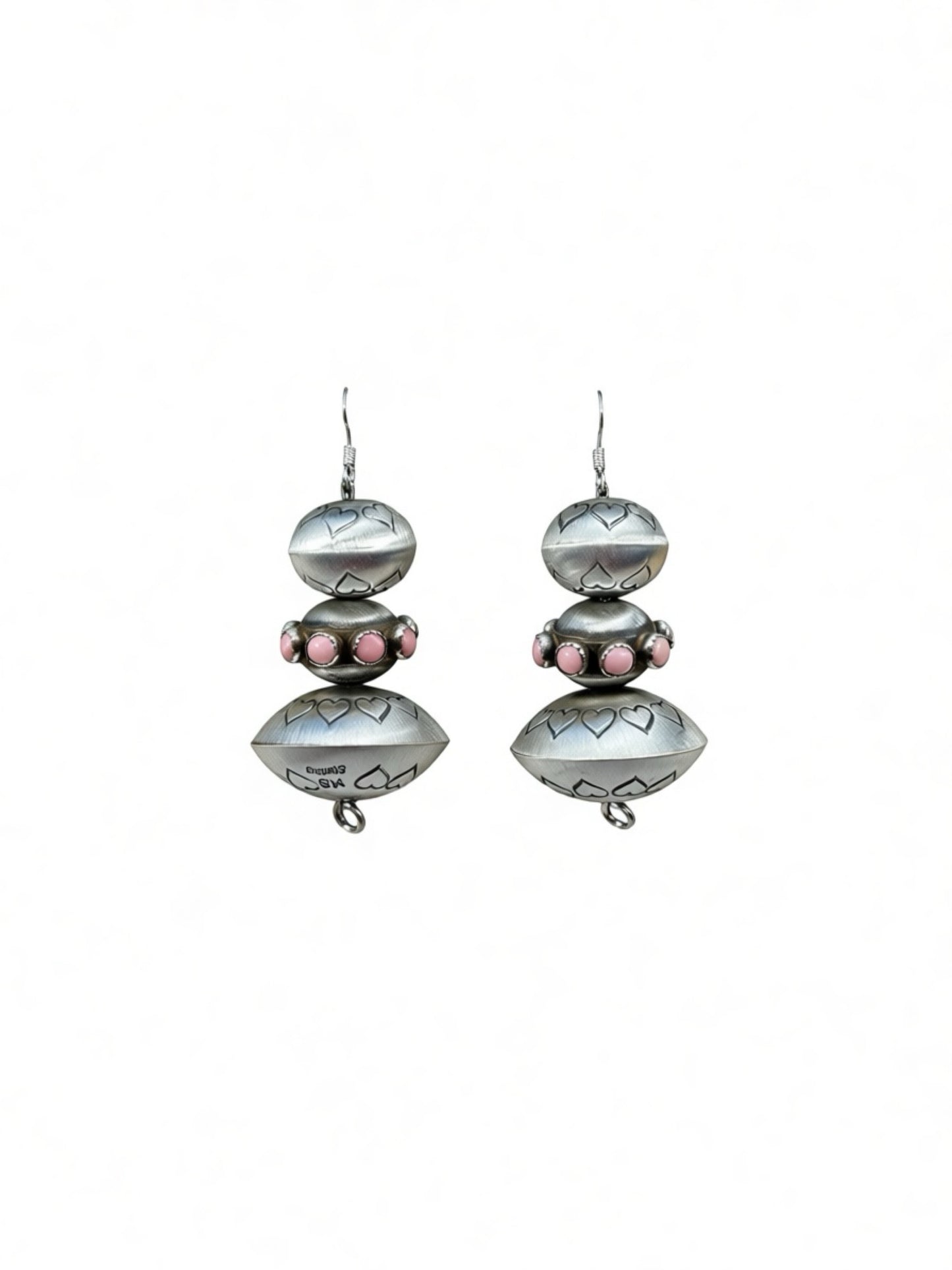 Handmade Sterling Pearl Pink Conch Dangle Earrings