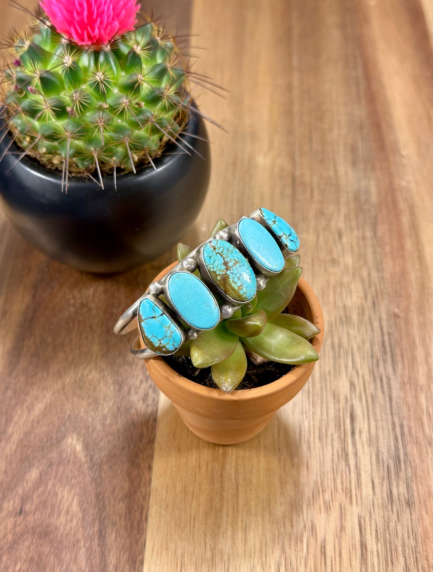 Kingman Turquoise 5 Stone Sterling Silver Cuff