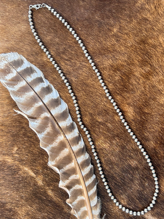 30" 6mm Sterling Silver Pearl Necklace