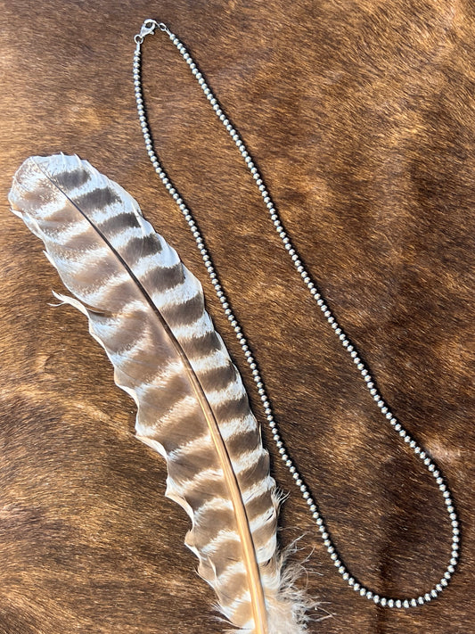 36" 4MM Silver Pearl Necklace