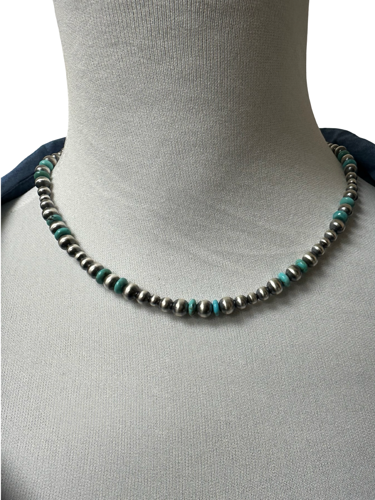 Kingman Turquoise & Sterling Pearl Necklace