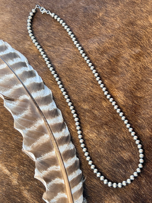 24" 6mm Sterling Pearl Necklace