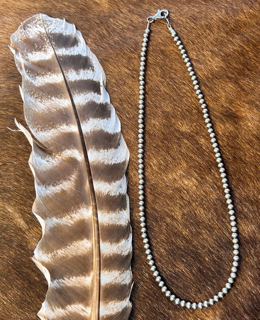 18" 4MM Silver Pearl Necklace