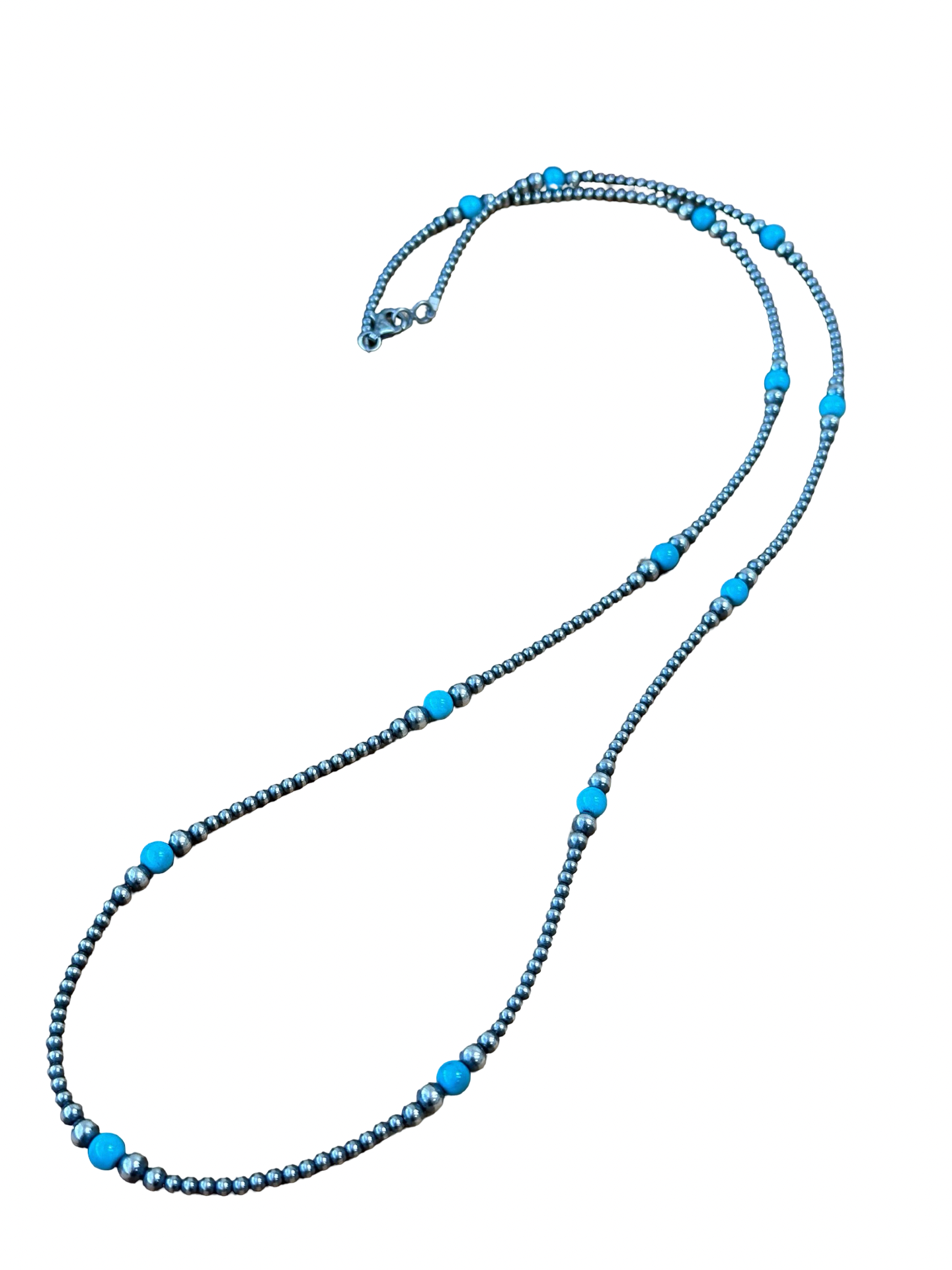 36" Sterling Pearl and Turquoise Necklace