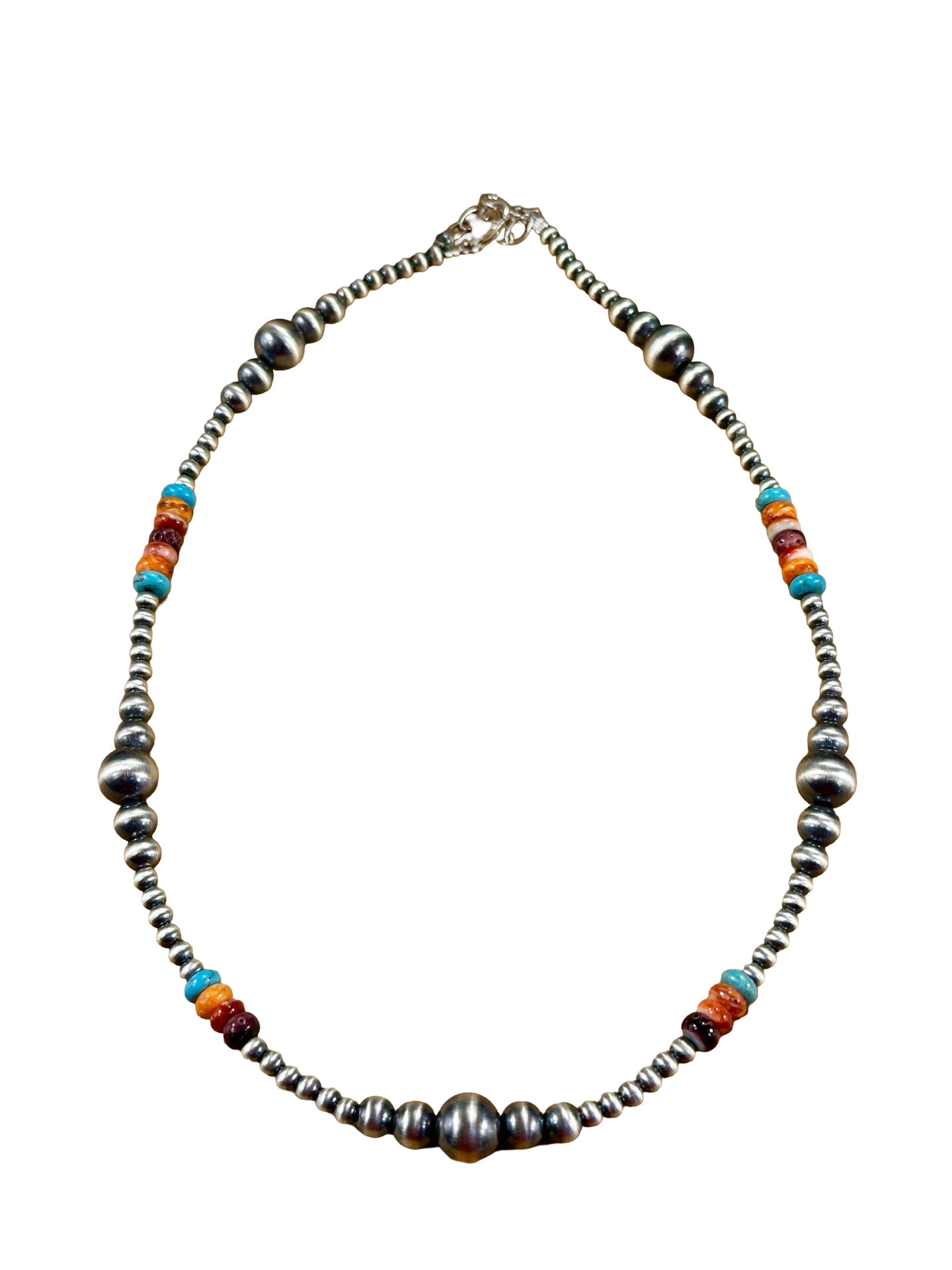 Multi-Color Bead & Sterling Pearl Necklace