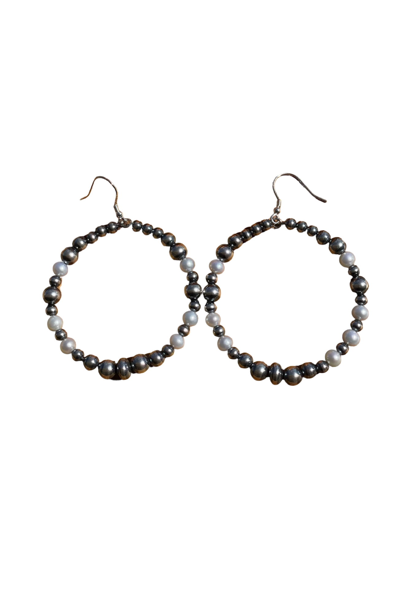 Sterling and Freshwater Pearl Hoop Earrings