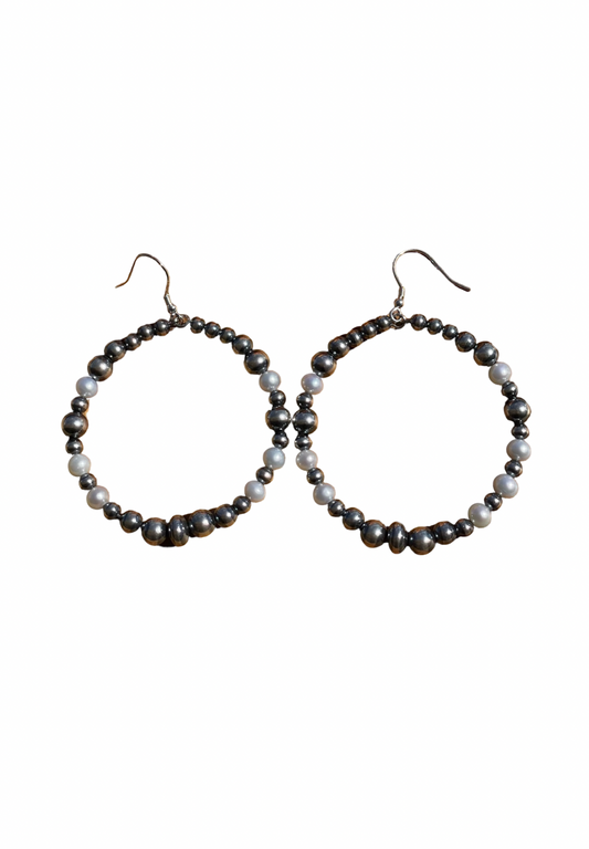 Sterling and Freshwater Pearl Hoop Earrings
