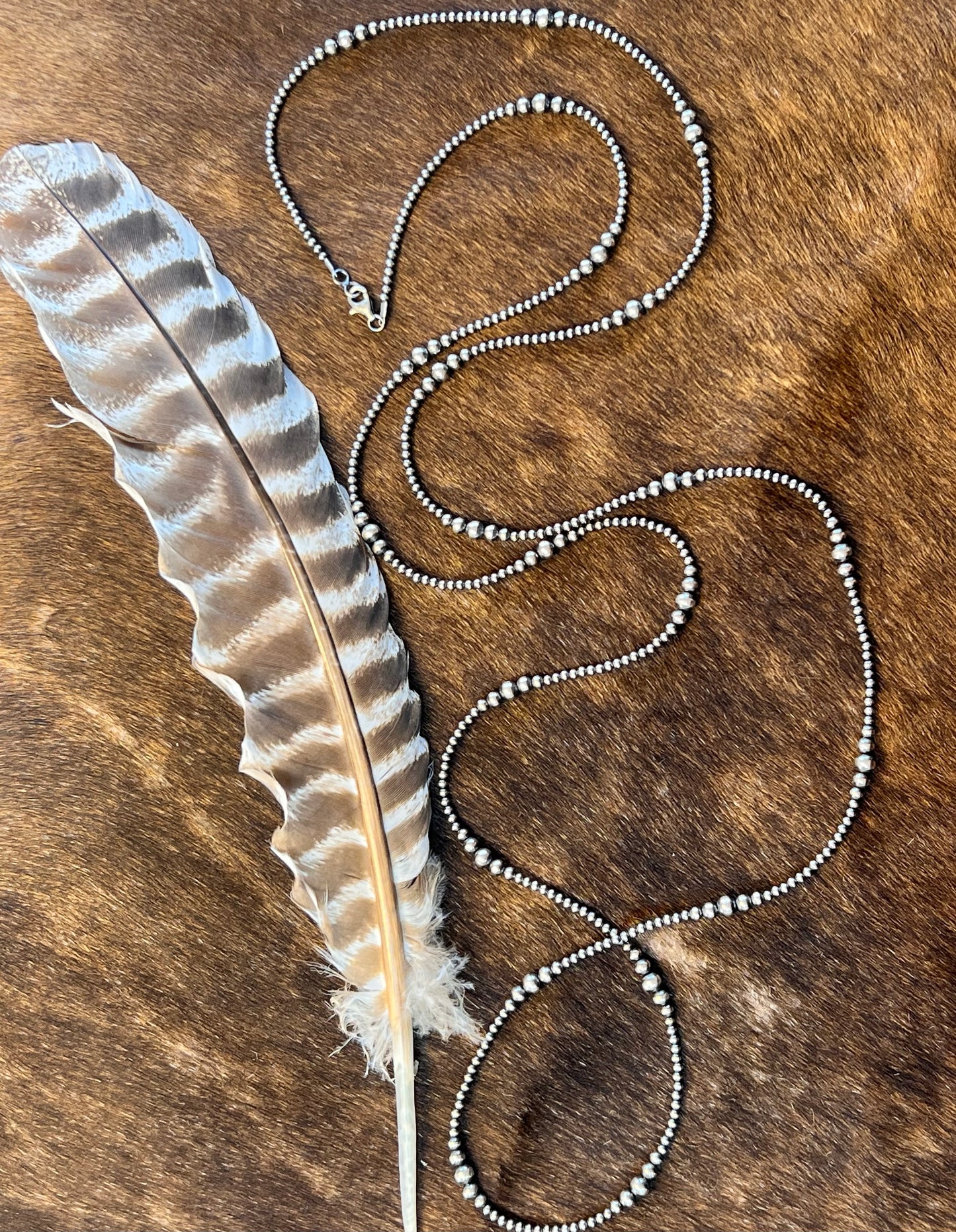 60" Varied Silver Pearl Necklace 3MM-6MM