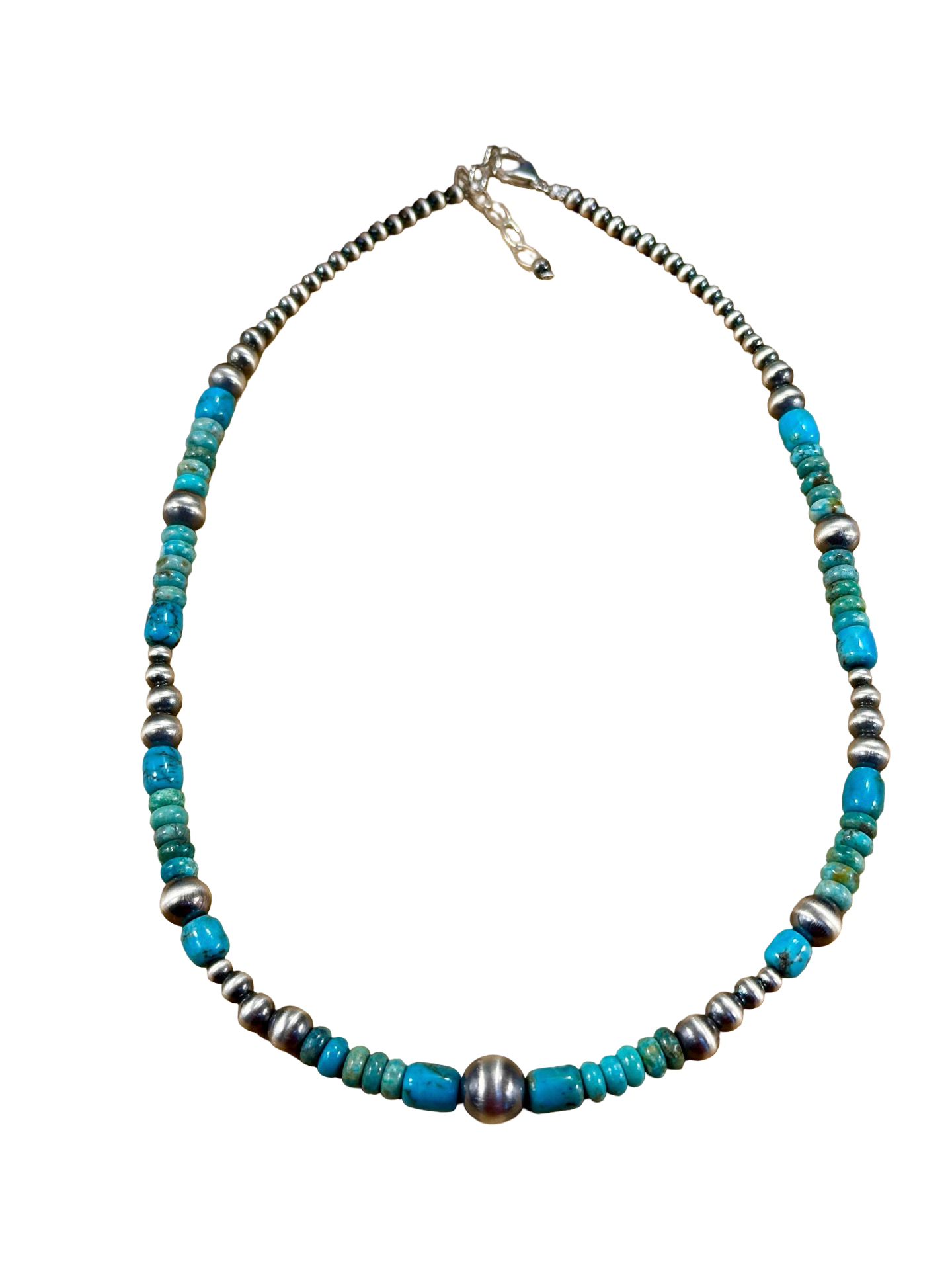 Kingman Turquoise & Silver Pearl Necklace
