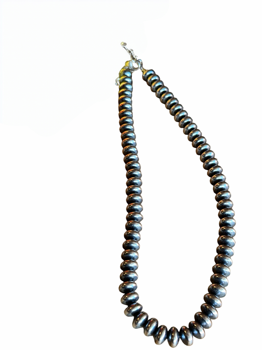 10MM Rondelle Sterling Pearl Necklace