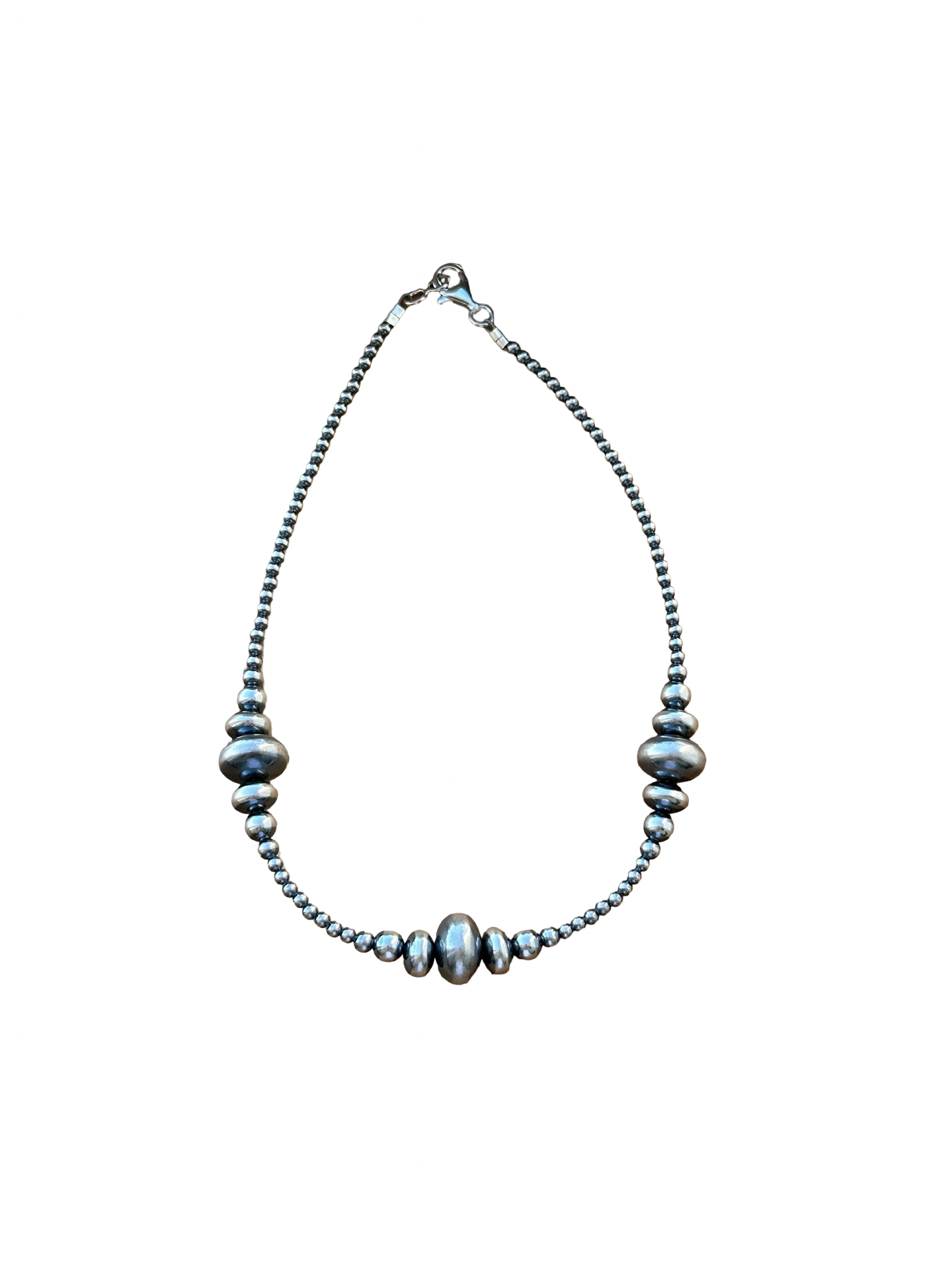 3-9MM Rondelle Sterling Pearls Necklace