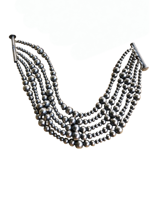 5 Strand Varied Sterling Pearl Bracelet