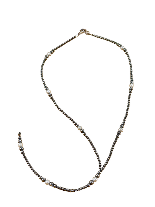Fresh Water Pearl & Sterling Silver Pearl Y - Necklace