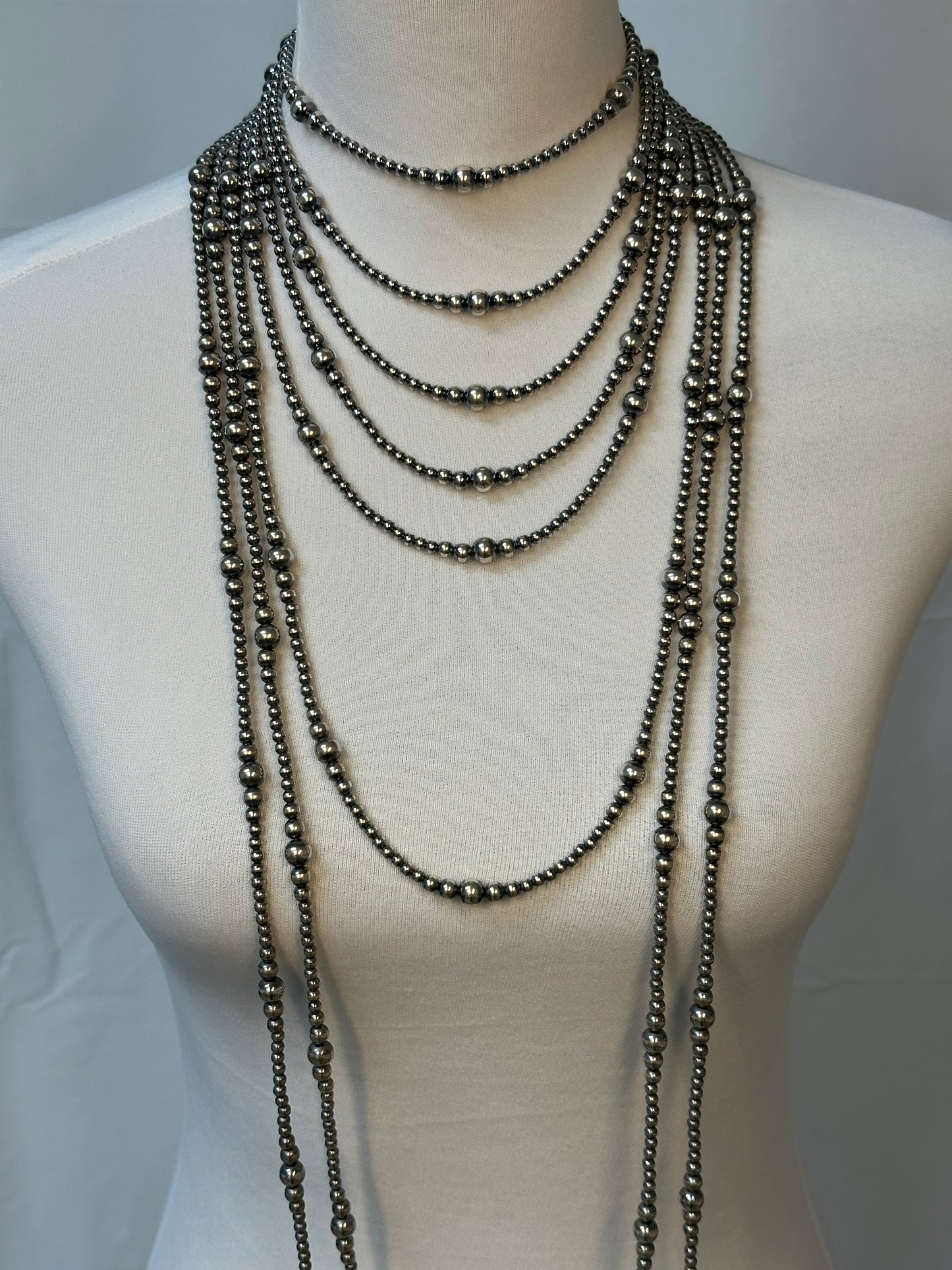 16" 4-8mm Varied Silver Pearl Necklace