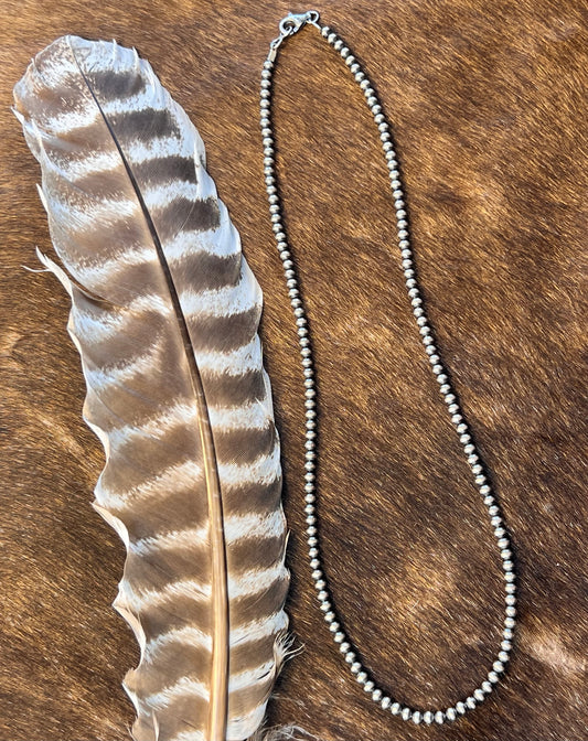 22" 4MM Silver Pearl Necklace