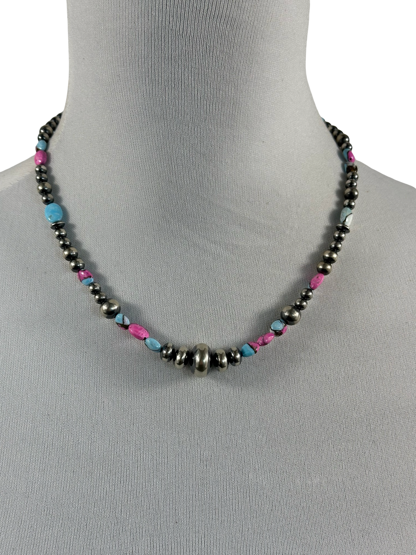 Cotton Candy and Sterling Pearl Necklace
