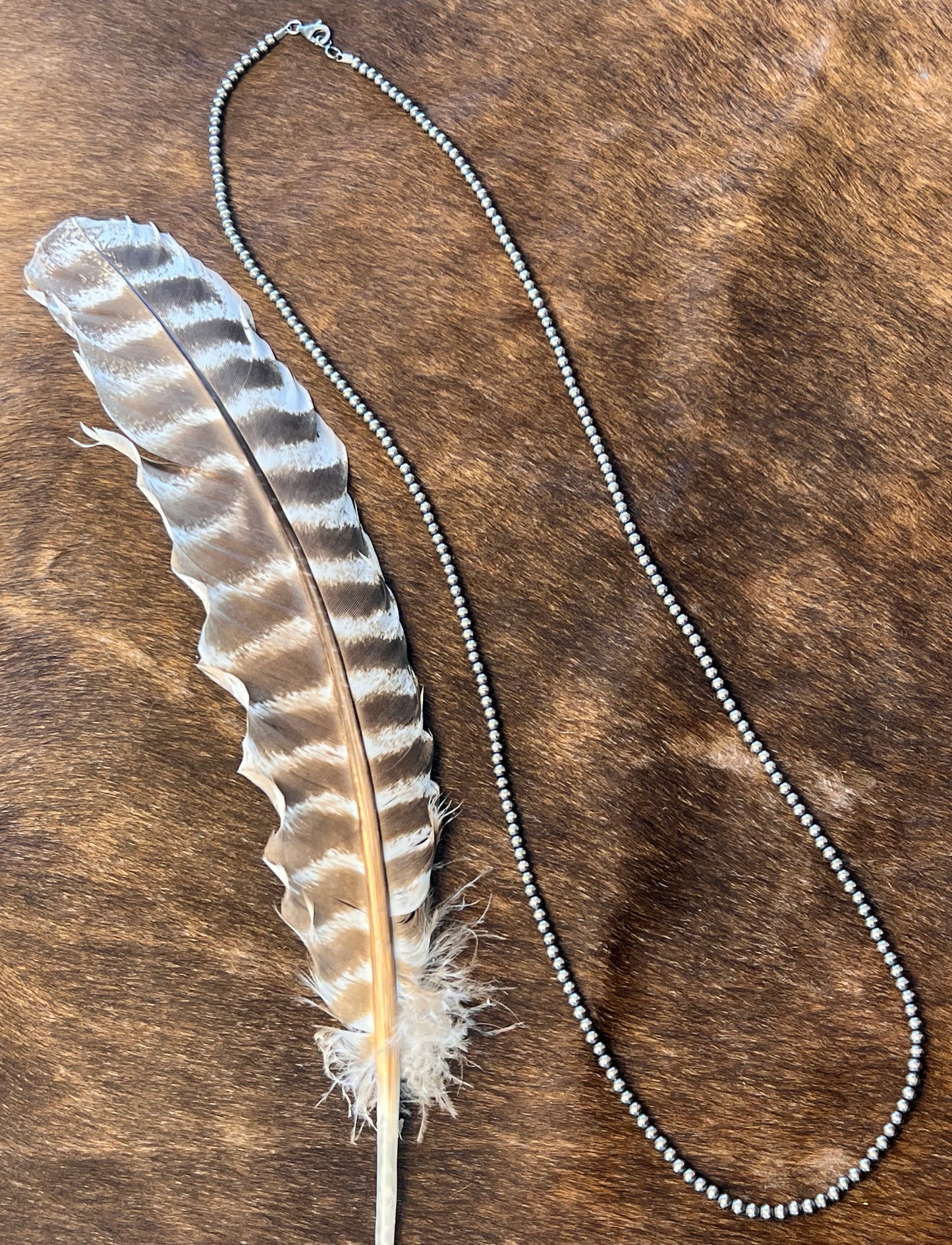 30" 4MM Silver Pearl Necklace