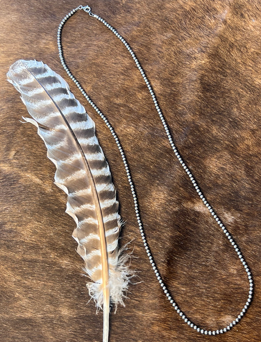 30" 4MM Silver Pearl Necklace