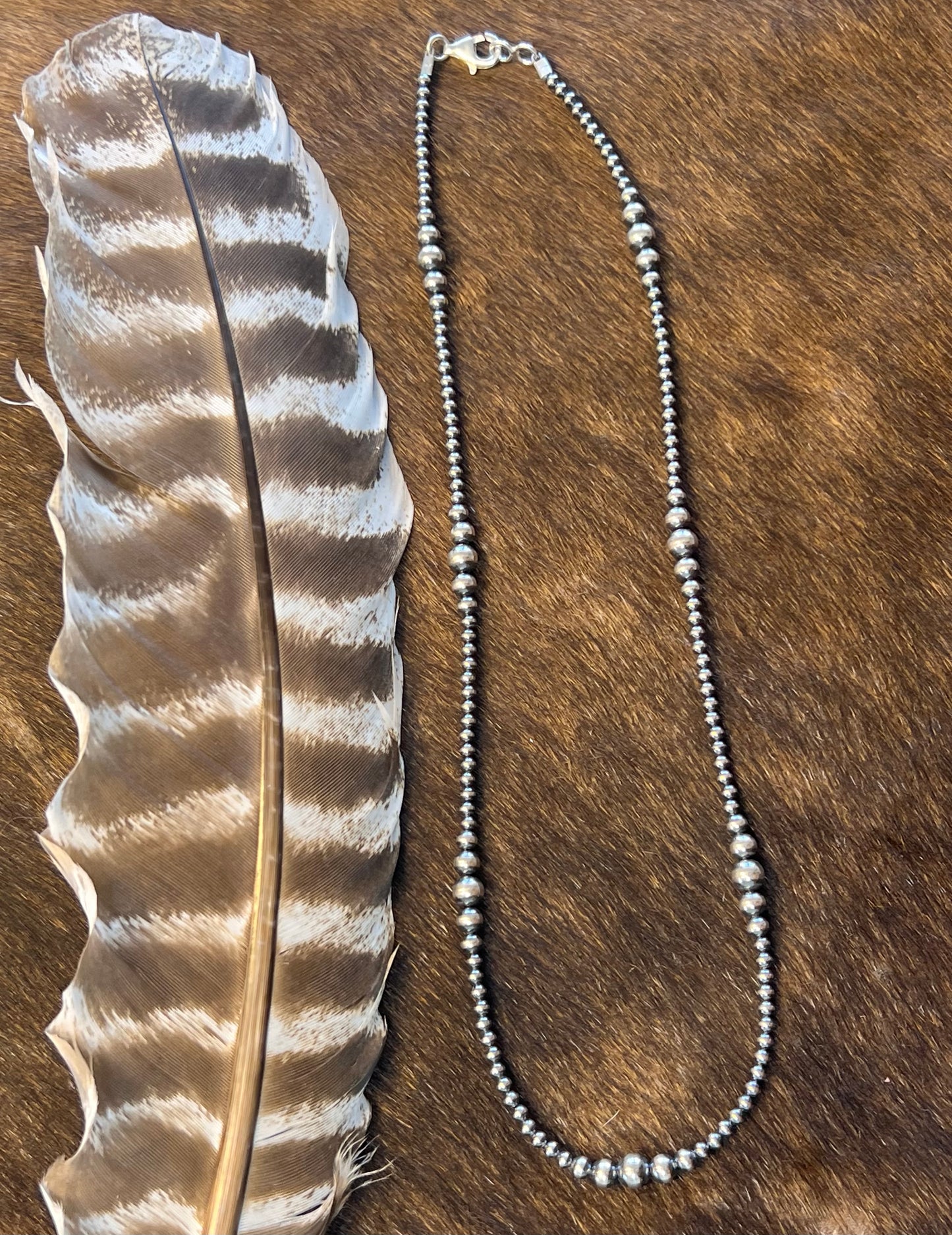 20" Varied Silver Pearl Necklace 3MM-6MM