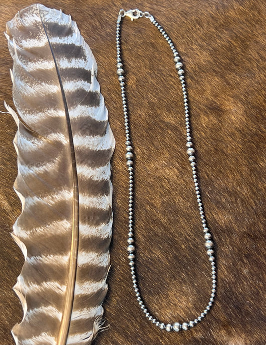 20" Varied Silver Pearl Necklace 3MM-6MM