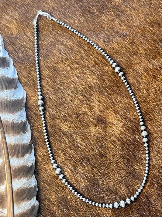 18" Varied Silver Pearl Necklace 3MM-6MM