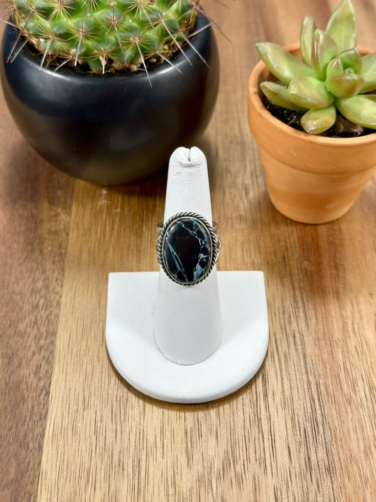 Blackjack Single Stone Sterling Silver Ring