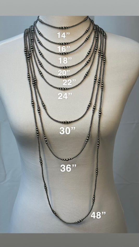 20" Varied Silver Pearl Necklace 3MM-6MM