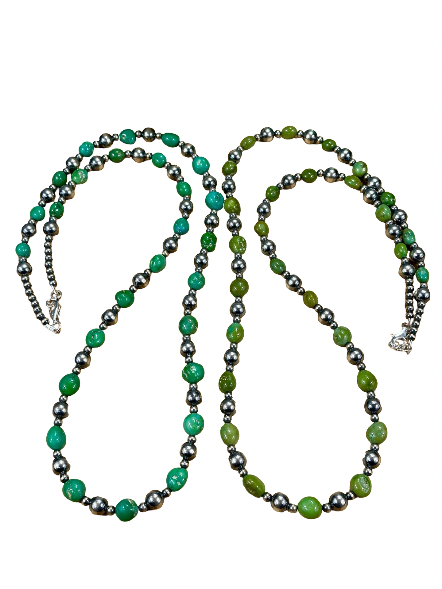 Sterling Silver Pearl & Turquoise Bead Necklace