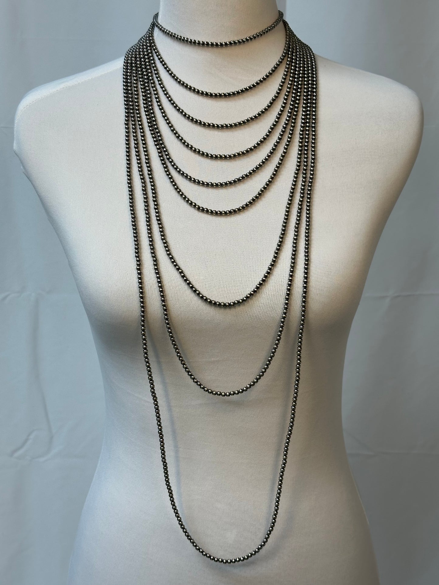 18" 4MM Silver Pearl Necklace