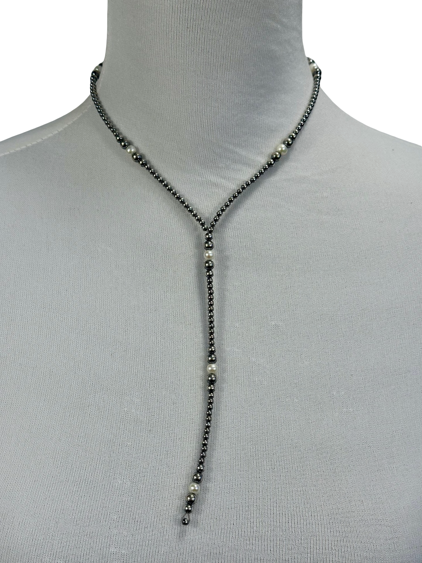 Fresh Water Pearl & Sterling Silver Pearl Y - Necklace