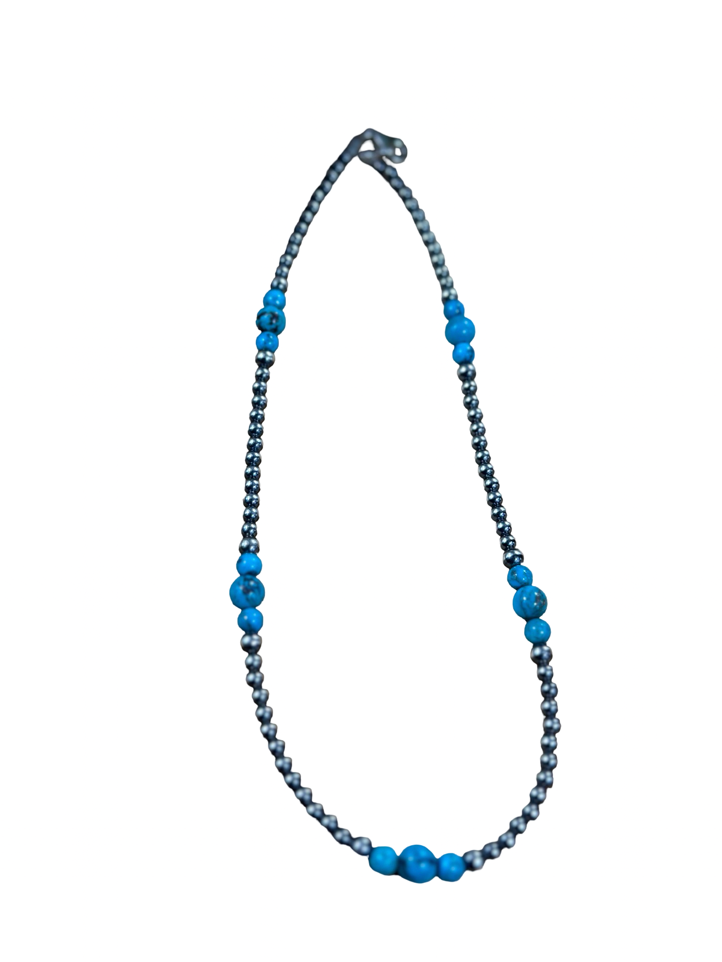 4-8mm Sterling Silver and Turquoise Necklace