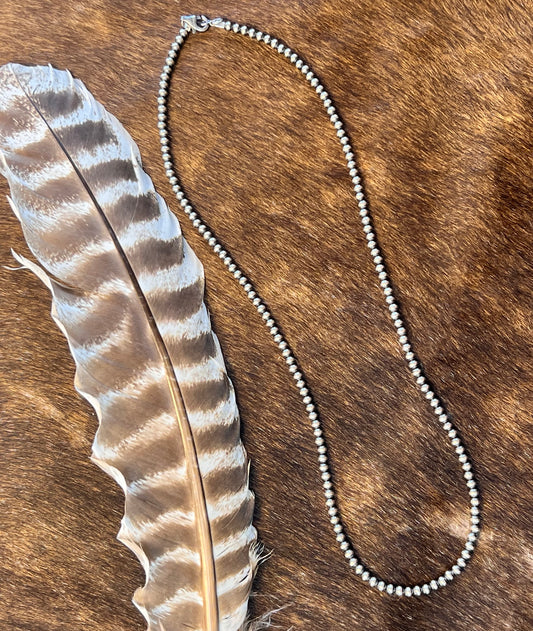 24" 4MM Silver Pearl Necklace