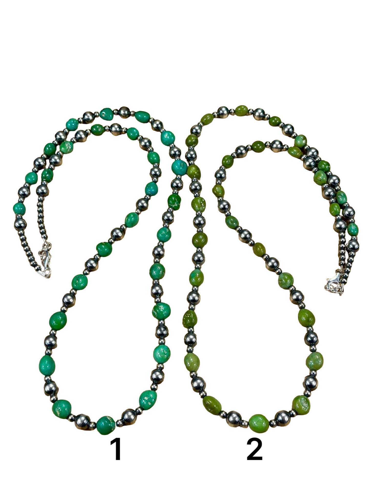 Sterling Silver Pearl & Turquoise Bead Necklace