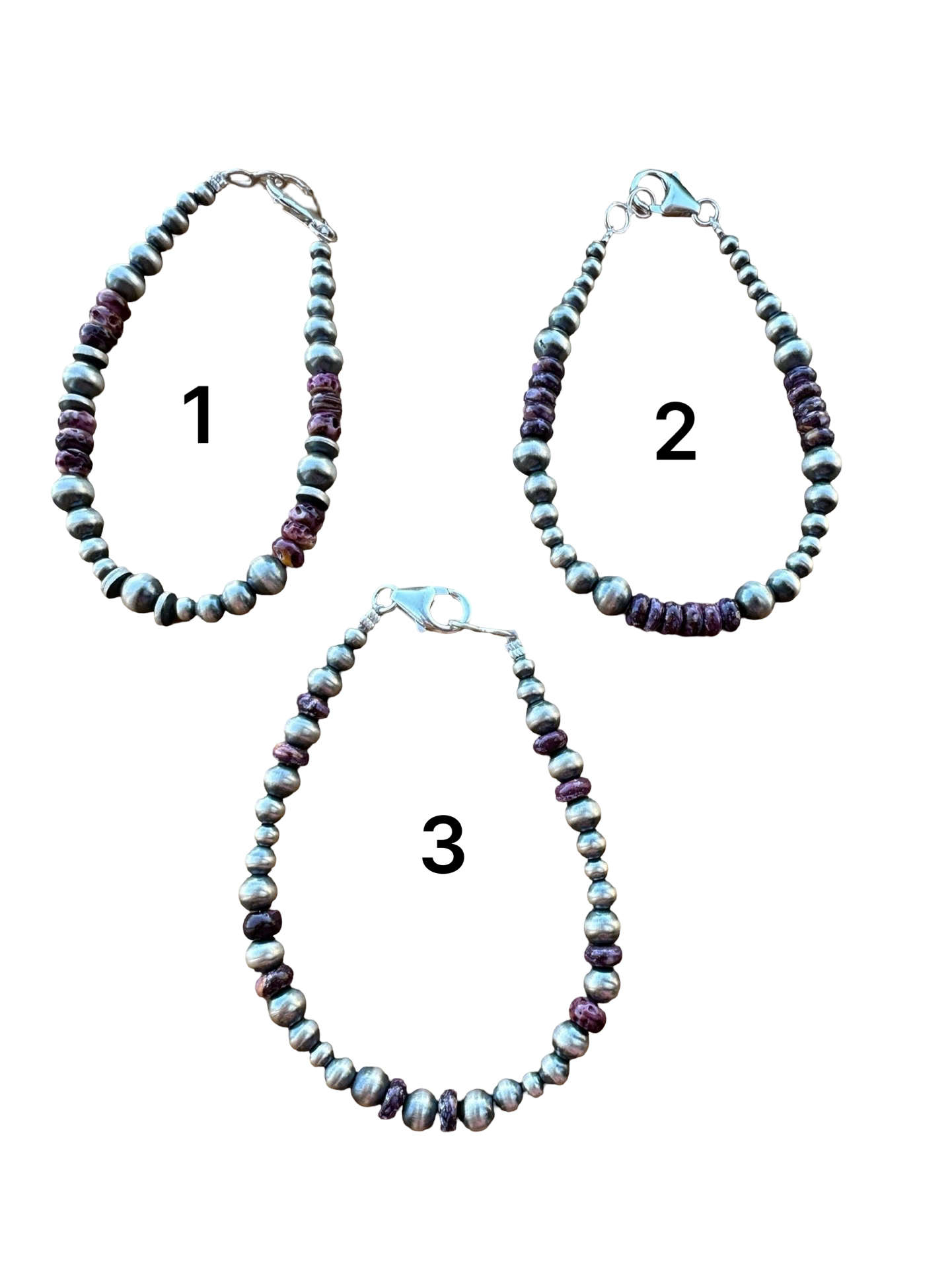 Sterling Pearl & Purple Spiny Bead Bracelet