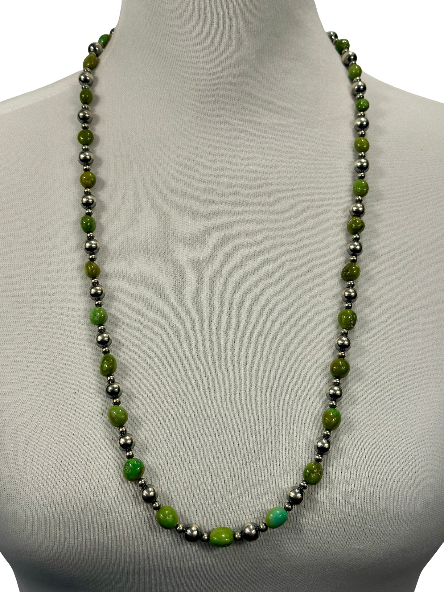 Sterling Silver Pearl & Turquoise Bead Necklace