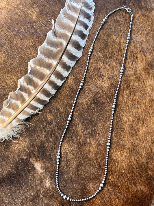 30" Varied Silver Pearl Necklace 3MM-6MM