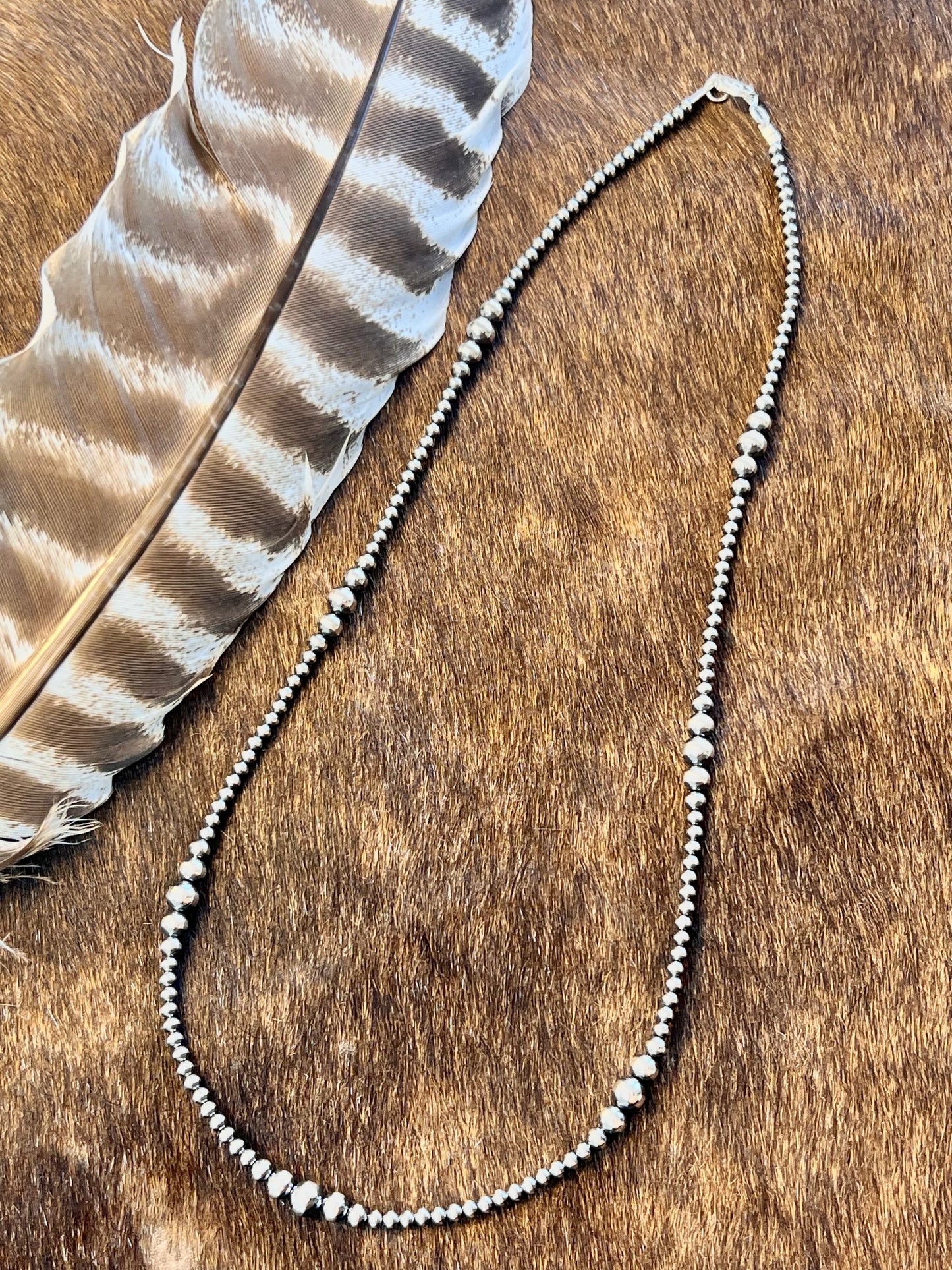 22" Varied Silver Pearl Necklace 3MM-6MM