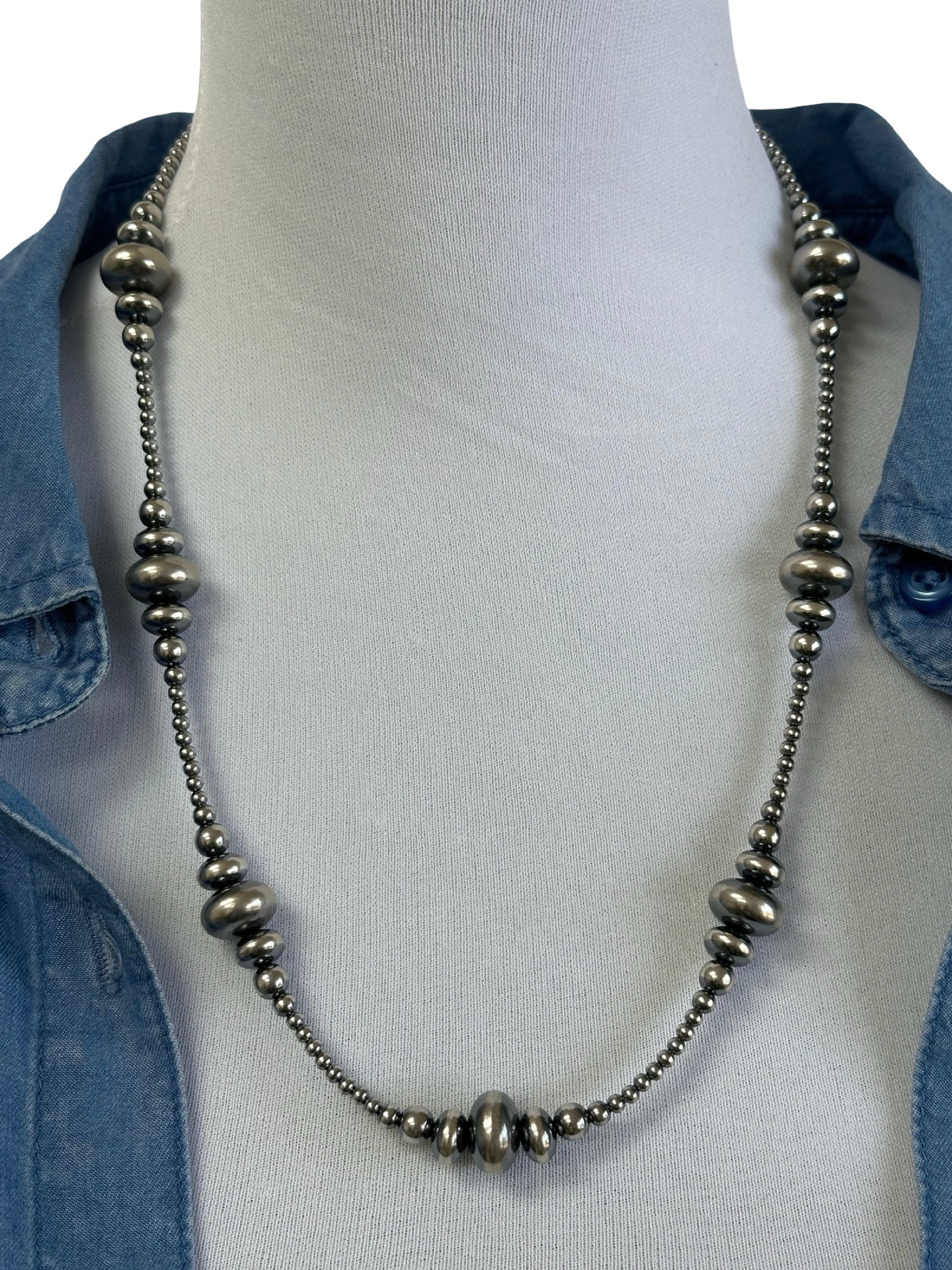 3-9MM Rondelle Sterling Pearls Necklace